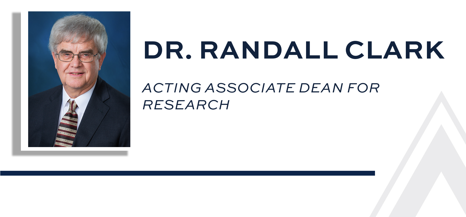 Graphic with head shot of Randall Clark