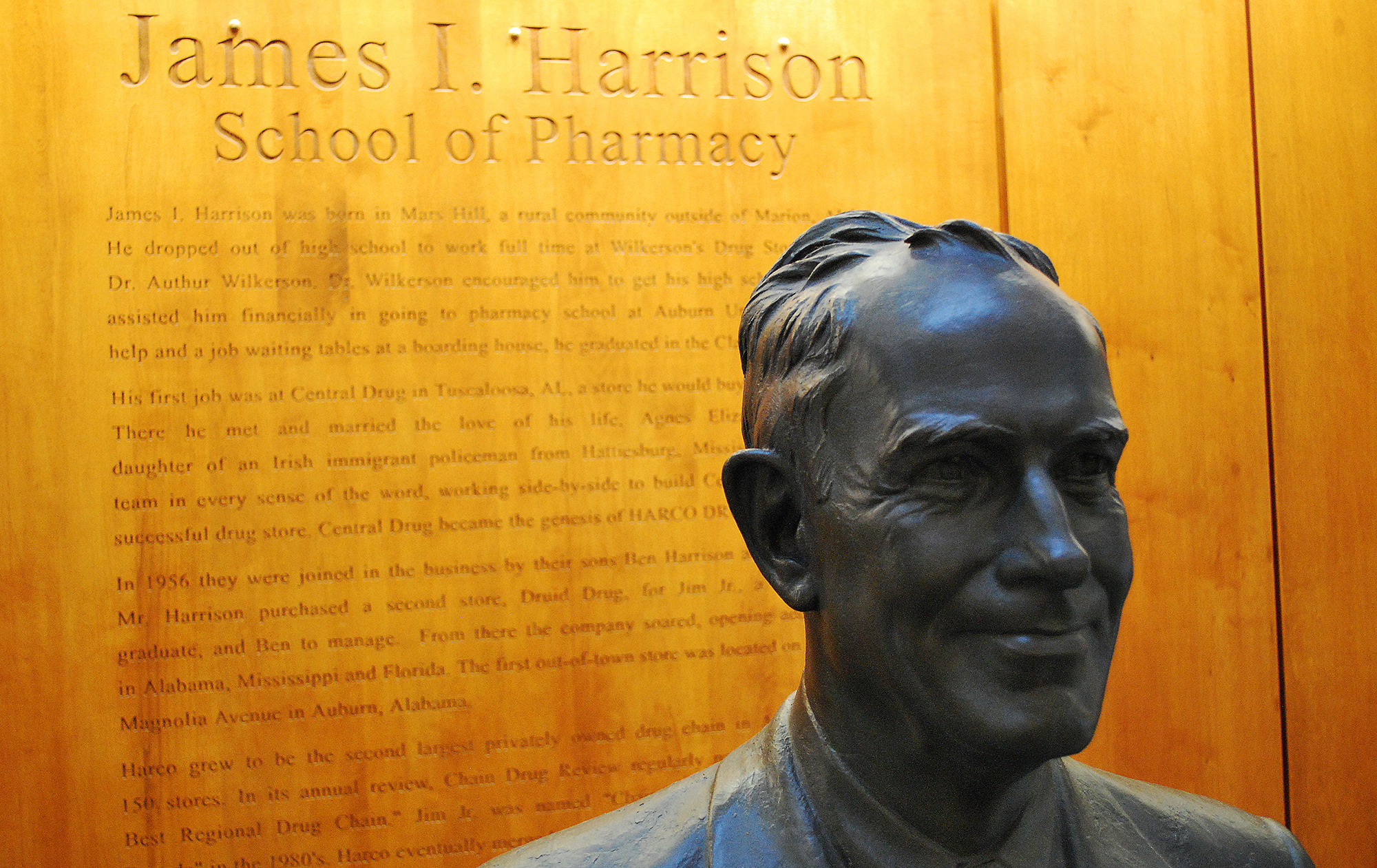 Bust of James Harrison in the Walker building