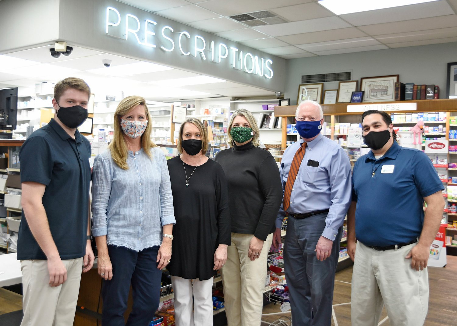 Group photo of Sorrells and pharmacy staff