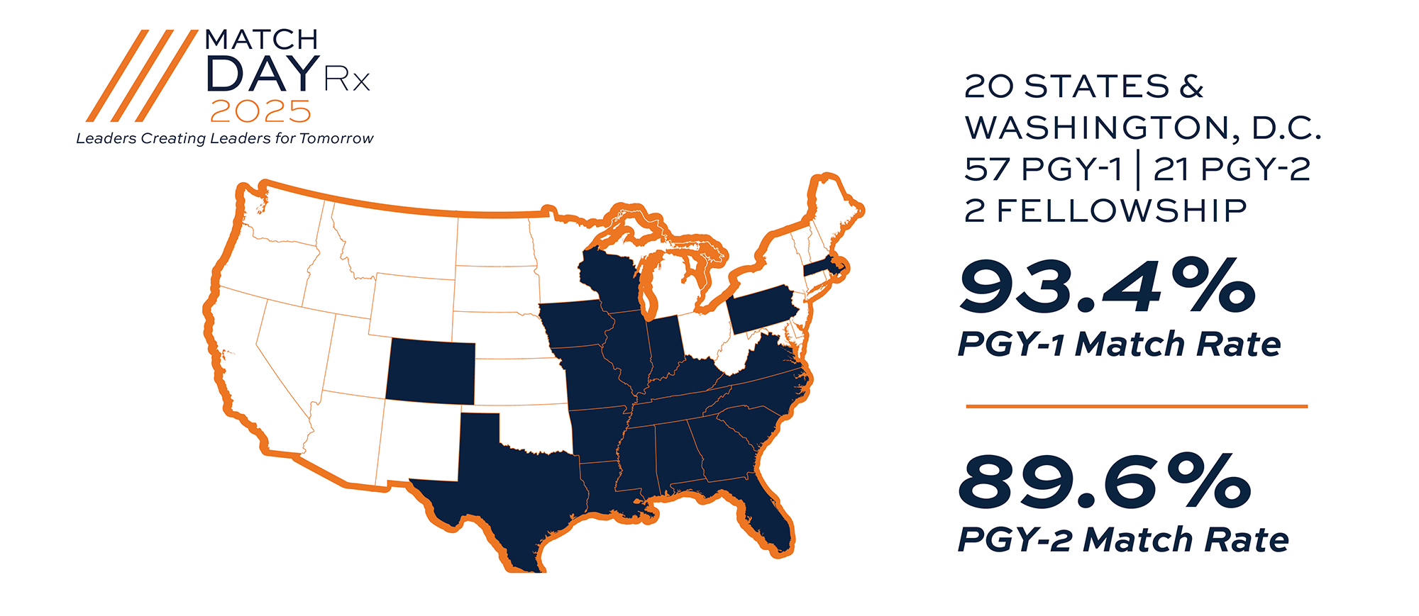 Map showing residency matches