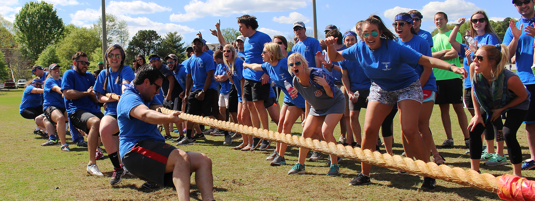Students competing in Tug of War at Hargreaves Day